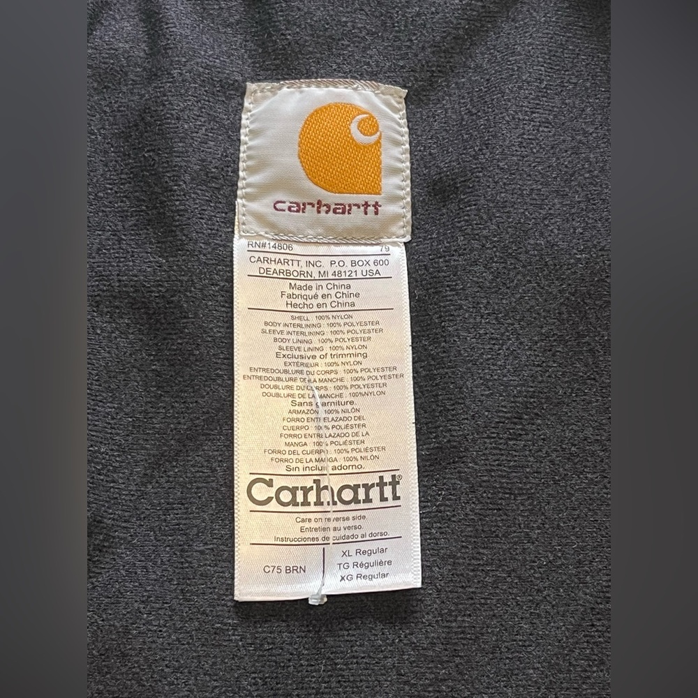 Carhartt Quilted XL Bomber Jacket Mens Large Black Puffer Zip Pockets Liner Only - Picture 13 of 15